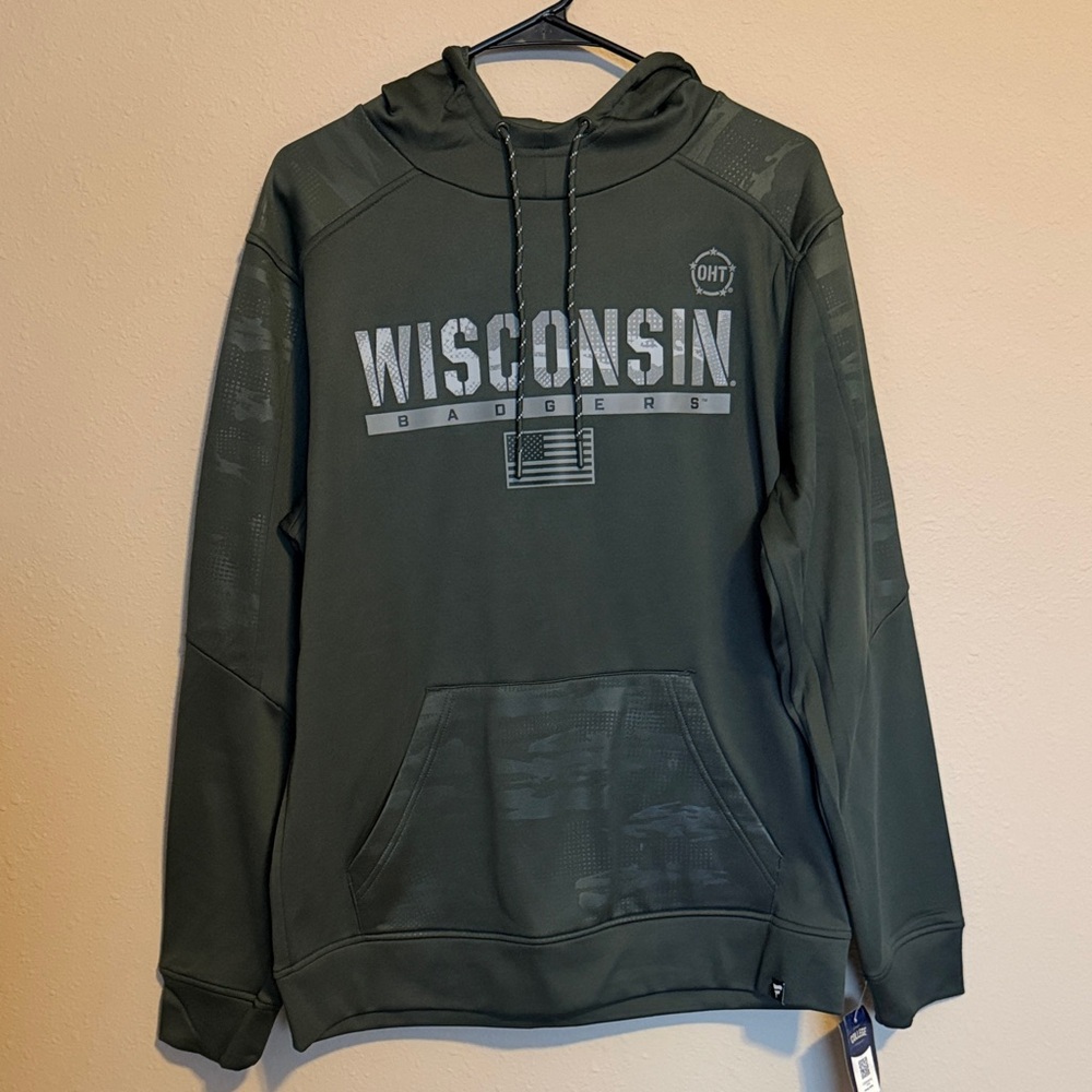Wisconsin Badgers Military Appreciation Hoodie - Olive Green